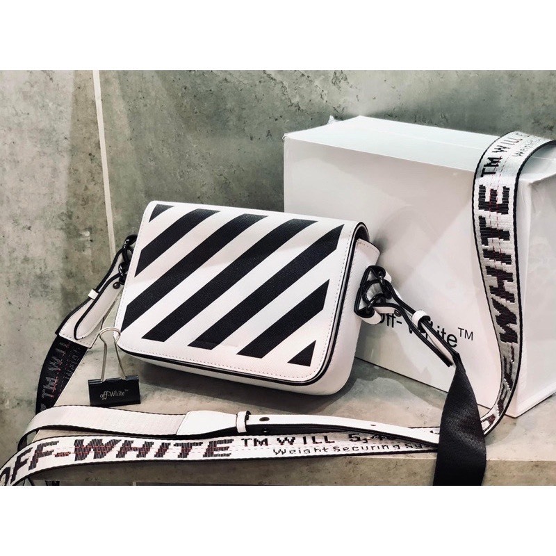 Túi Hộp đeo chéo OFF kẻ xọc thời trang hot trend 2024, Túi Da PU Mềm Cao Cấp V22