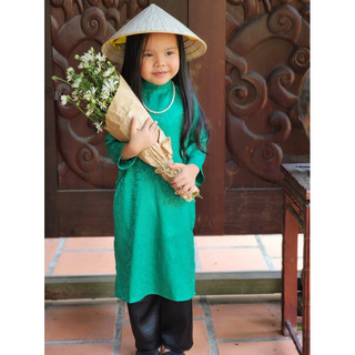 Áo dài Gấm hoa Bé Gái (Kèm Quần phi Trắng/Đen)