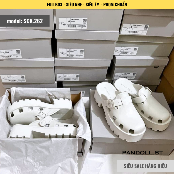 Dép sục bánh mì nữ quai ngang 2 quai đế dày CK262 fullbox