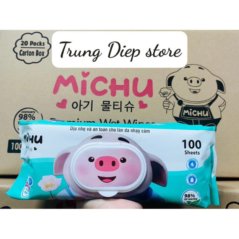 Combo 10 gói khăn ướt cao cấp Michu nặng 10kg
