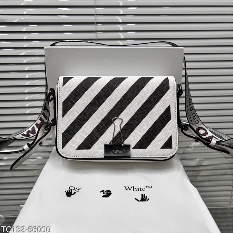 Túi Hộp đeo chéo OFF kẻ xọc thời trang hot trend 2024, Túi Da PU Mềm Cao Cấp V22