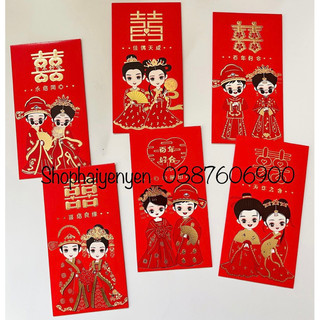 Bao lì xì hình cô dâu chú rể (6bao)