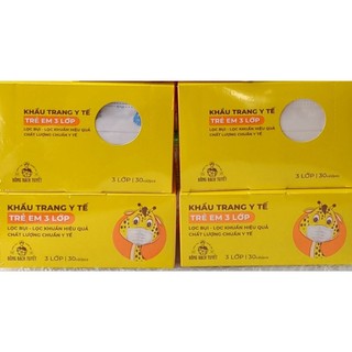 Khẩu  trang  y tế BBT trẻ  em  3 Lớp hộp  30 cái.