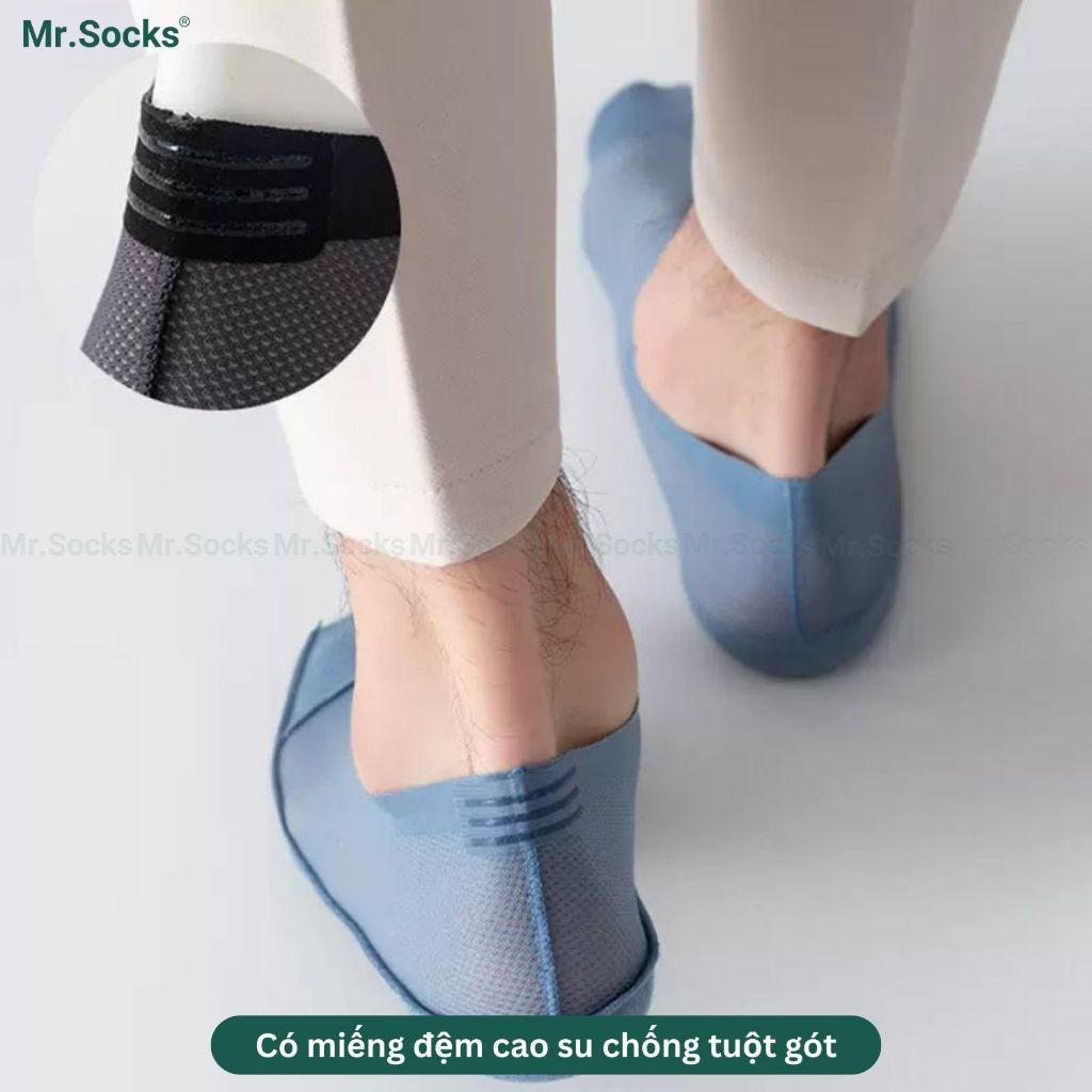 Tất tàng hình nam Mr.Socks có mặt lưới thoáng khí, chất liệu cotton cao cấp hút ẩm êm chân HAILUOI-PO-3019