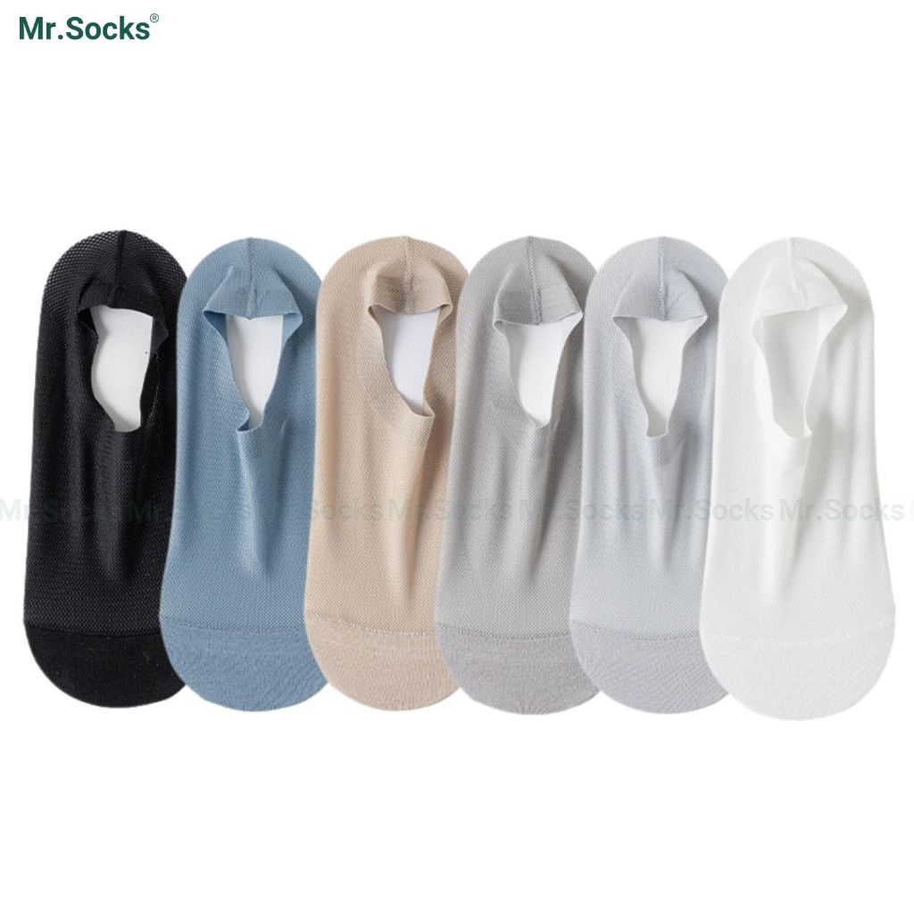 Tất tàng hình nam Mr.Socks có mặt lưới thoáng khí, chất liệu cotton cao cấp hút ẩm êm chân HAILUOI-PO-3019