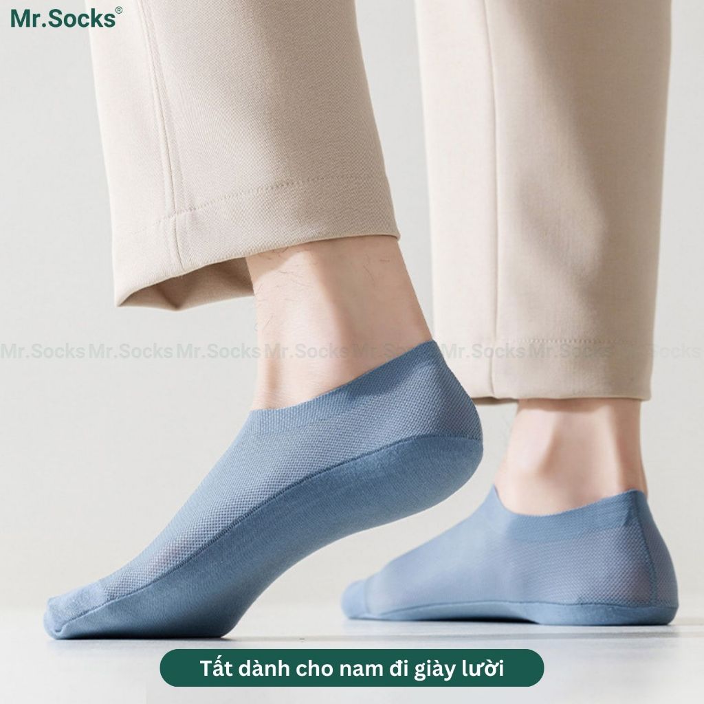 Tất tàng hình nam Mr.Socks có mặt lưới thoáng khí, chất liệu cotton cao cấp hút ẩm êm chân HAILUOI-PO-3019