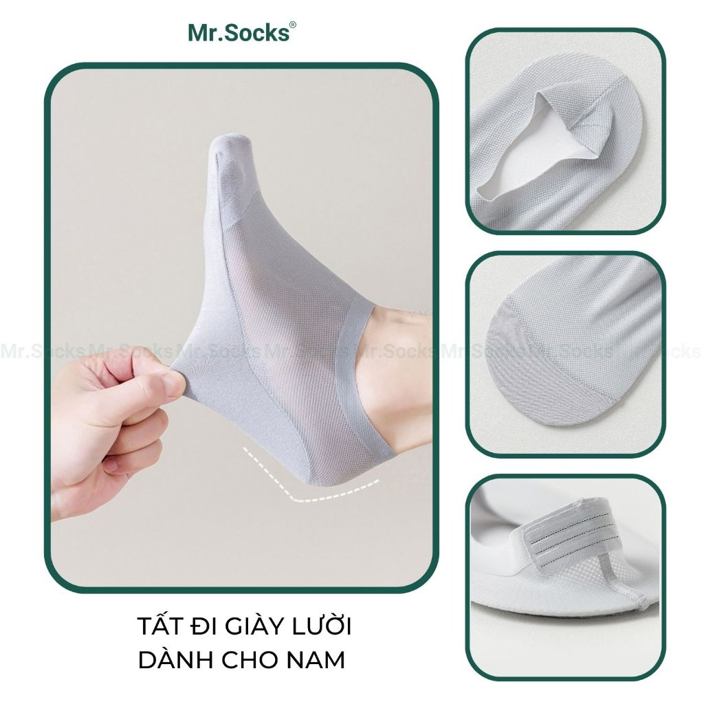 Tất tàng hình nam Mr.Socks có mặt lưới thoáng khí, chất liệu cotton cao cấp hút ẩm êm chân HAILUOI-PO-3019