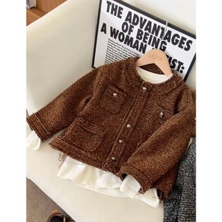 𝒀𝑰𝒀𝑨𝒀𝑨 𝑲𝑰𝑫𝑺 (HQ2366) Áo khoác dạ tweed cá tính cho bé