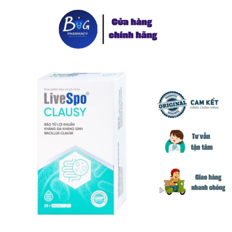 (25 ống x 5ml) Dung dịch bào tử lợi khuẩn kháng đa kháng sinh LiveSpo Clausy