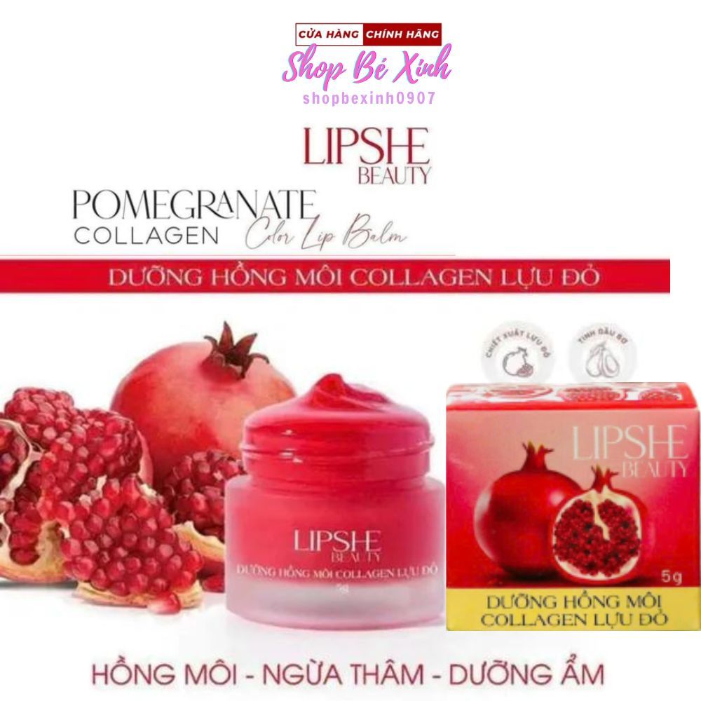 Son dưỡng môi lựu đỏ Lipshe hồng môi, căng mịn, khử thâm 5g