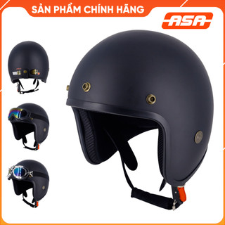Mũ bảo hiểm 3/4 đen nhám cao cấp_asamahelmet