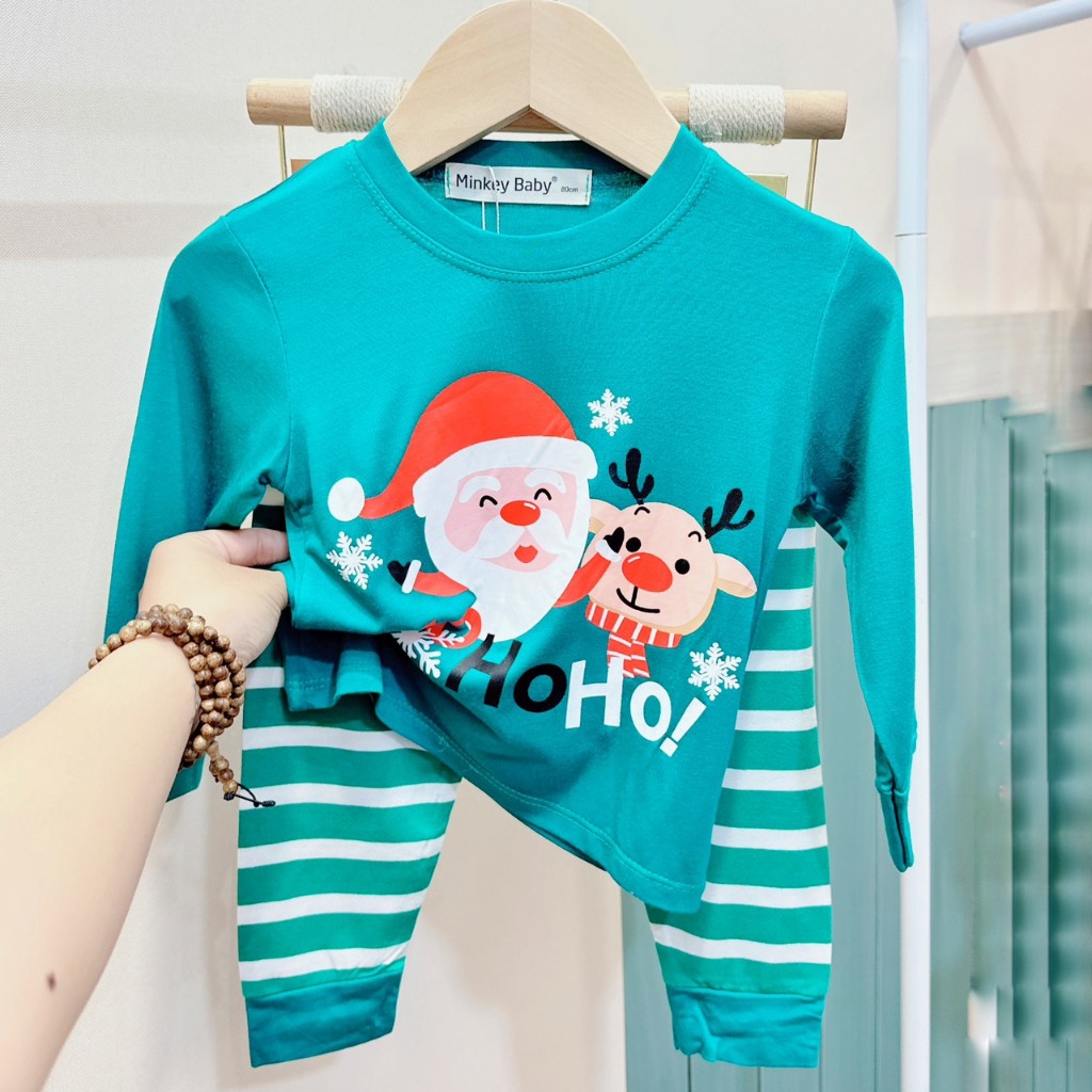 Có Size Đại  Đồ Giáng Sinh Cho Bé**Bộ Noel Dài Tay Chất Thun Lạnh Minkey BaBy Dành Cho Bé.