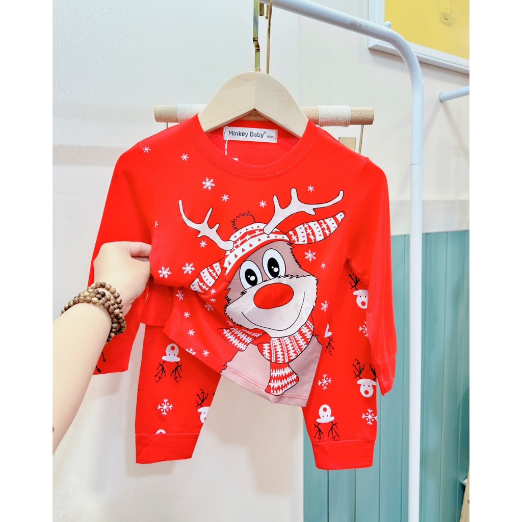 Có Size Đại  Đồ Giáng Sinh Cho Bé**Bộ Noel Dài Tay Chất Thun Lạnh Minkey BaBy Dành Cho Bé.