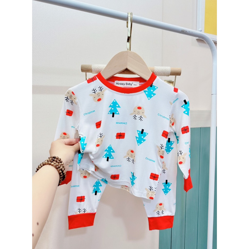 Có Size Đại  Đồ Giáng Sinh Cho Bé**Bộ Noel Dài Tay Chất Thun Lạnh Minkey BaBy Dành Cho Bé.