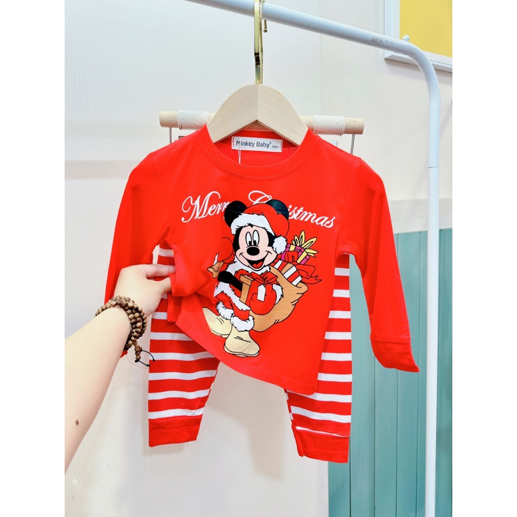 Có Size Đại  Đồ Giáng Sinh Cho Bé**Bộ Noel Dài Tay Chất Thun Lạnh Minkey BaBy Dành Cho Bé.