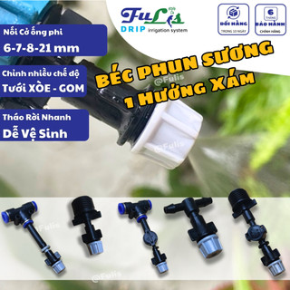 Béc tưới phun sương 1 hướng xám nhựa, chân nối tê, chân ren cho vườn lan hoa hồng cây kiểng - fulis - fulis