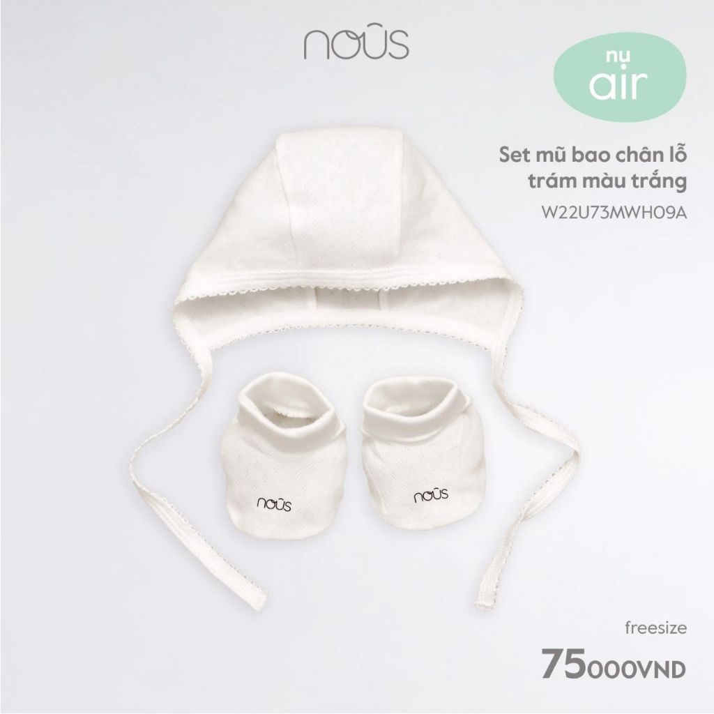 Set mũ bao chân cho bé Nous lỗ trám chất liệu cotton mềm mại thấm hút mồ hôi - Monnie Kids