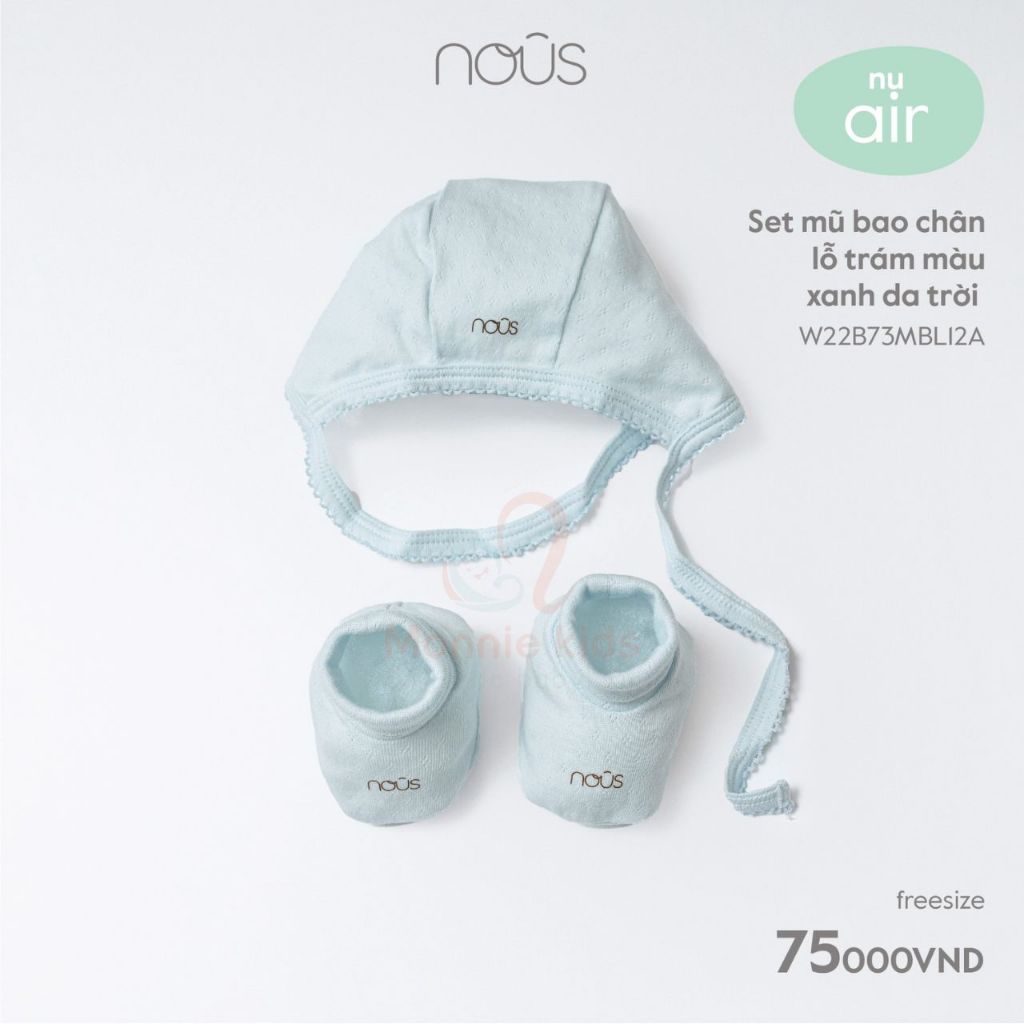 Set mũ bao chân cho bé Nous lỗ trám chất liệu cotton mềm mại thấm hút mồ hôi - Monnie Kids