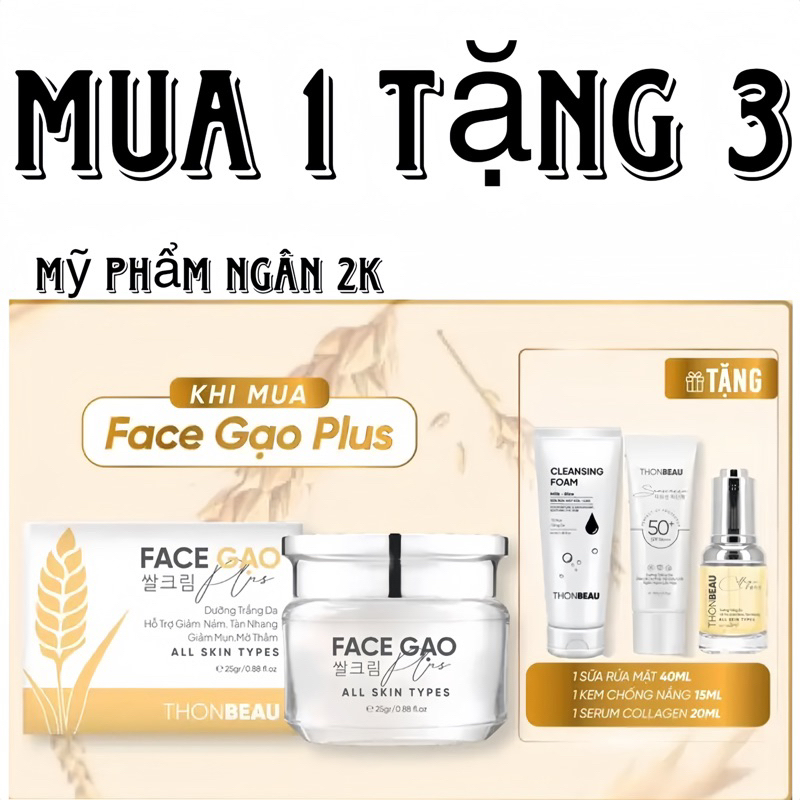 mua 1 tặng 3 [ serum yến tươi 20ml+ srm gạo sữa 40ml + kem chống nắng 15ml]