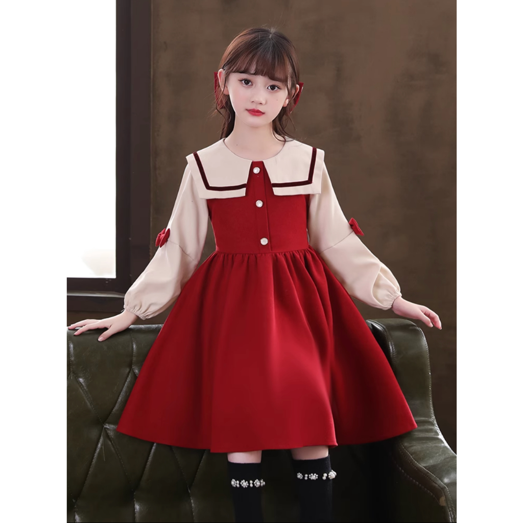 Váy nhung cho bé gái  mặc siêu xinh,kèm quà tặng