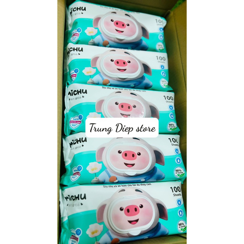Combo 10 gói khăn ướt cao cấp Michu nặng 10kg