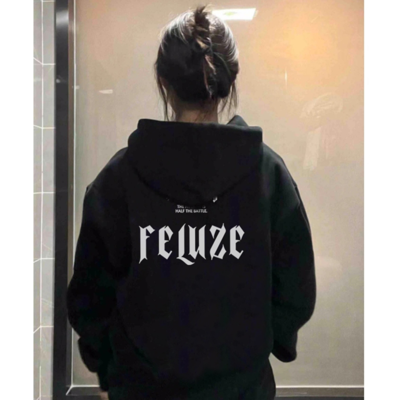 FOCUS local brand fashion vintage Đen long sleeve women áo hoodie form rộng unisex levents 100%cotton