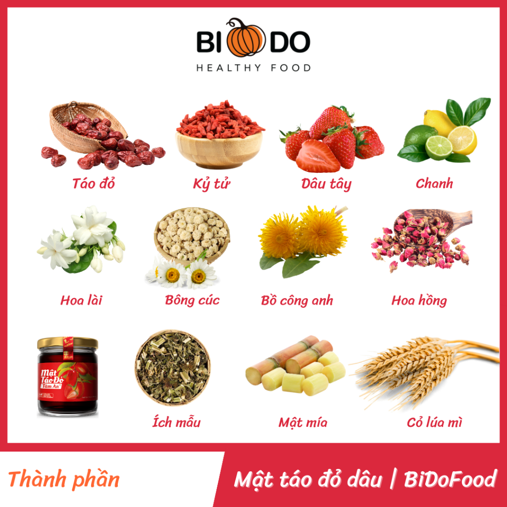 Mật Táo Đỏ Dâu Tâm An 70ml - Bí Đỏ Food - Điều Hòa Khí Huyết Cân Bằng Nội Tiết Tố