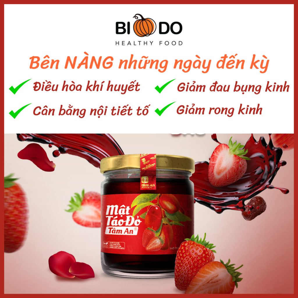 Mật Táo Đỏ Dâu Tâm An 70ml - Bí Đỏ Food - Điều Hòa Khí Huyết Cân Bằng Nội Tiết Tố