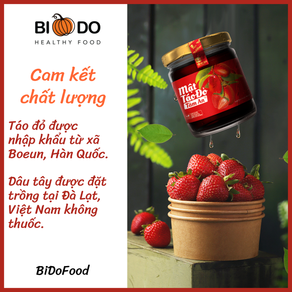 Mật Táo Đỏ Dâu Tâm An 70ml - Bí Đỏ Food - Điều Hòa Khí Huyết Cân Bằng Nội Tiết Tố