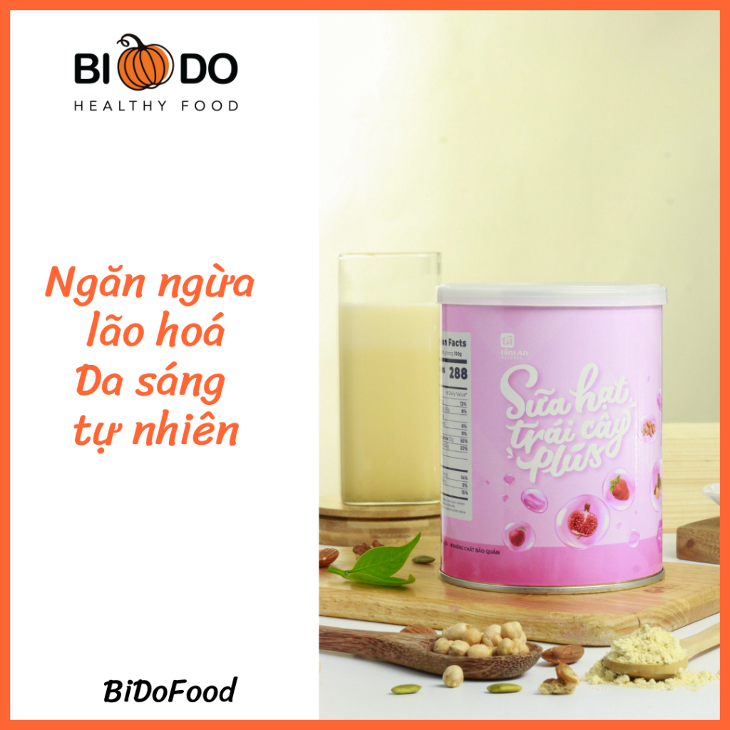 Sữa Bột Đậu Hạt Rau Củ Trái Cây Plus - Bí Đỏ Food - Bổ Sung Collagen Từ Thực Vật