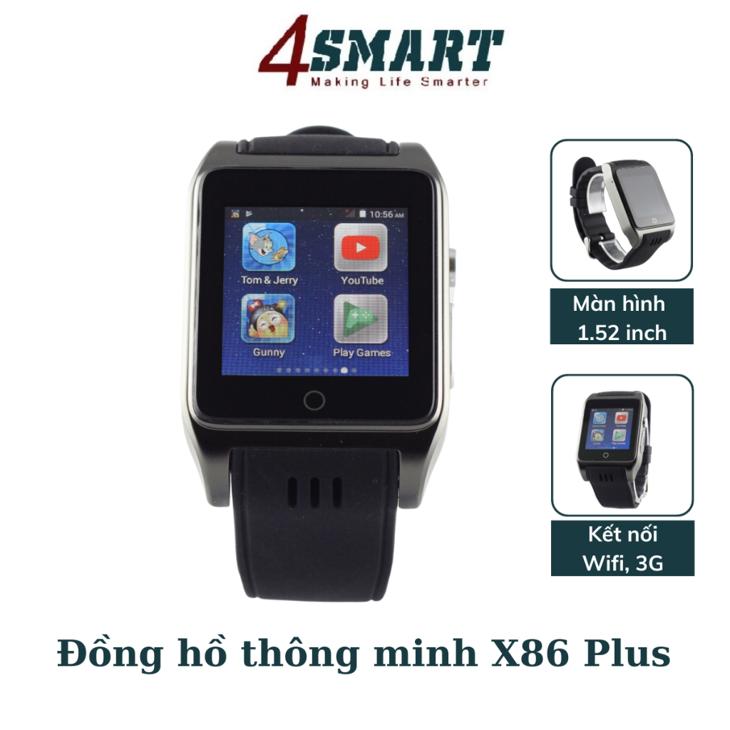 Đồng hồ thông minh X86 Plus - Kết nối Wifi 3G, lắp sim nghe gọi, hỗ trợ thẻ nhớ ngoài TFcard