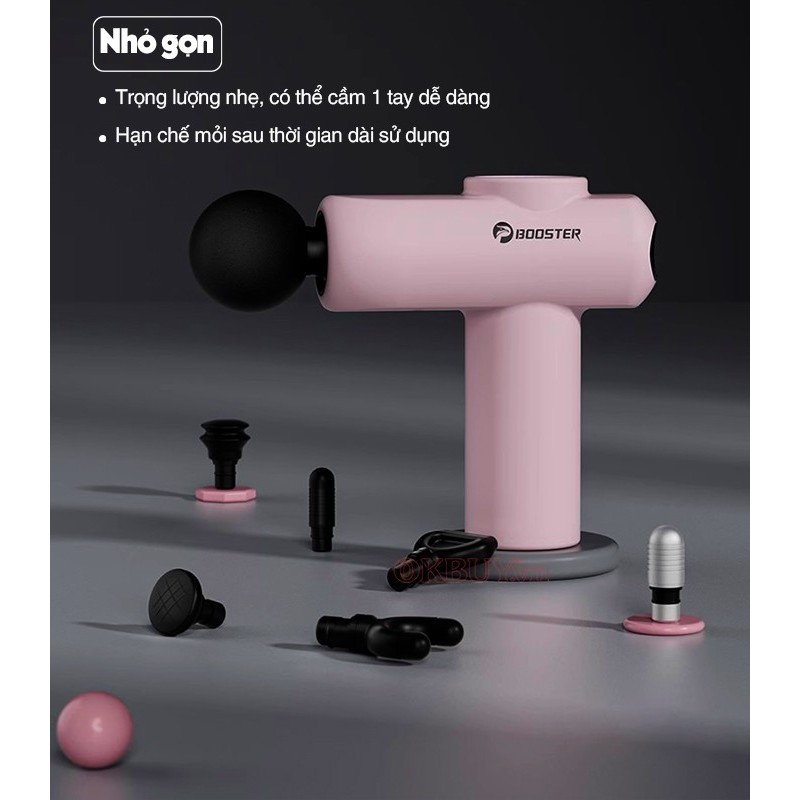 Súng massage giãn cơ, máy matxa cầm tay Booster Boluojun MINI V2 New - Có đầu nóng, Tặng 3 miếng dán dược liệu | OKbuy