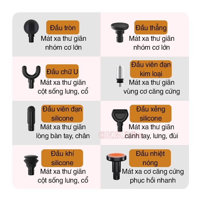 Súng massage giãn cơ, máy matxa cầm tay Booster Boluojun MINI V2 New - Có đầu nóng, Tặng 3 miếng dán dược liệu | OKbuy