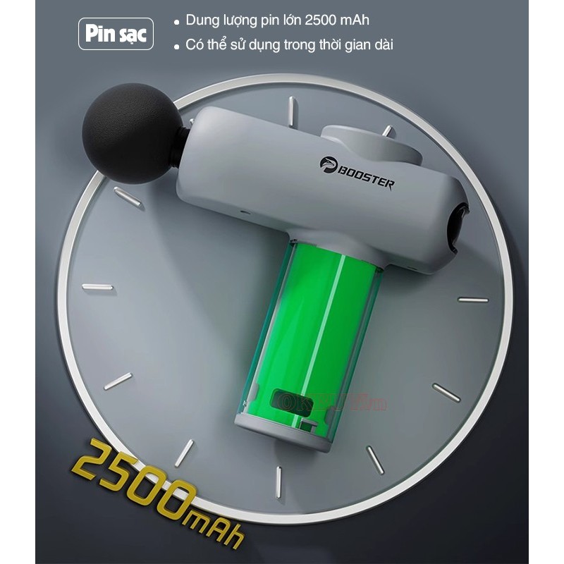 Súng massage giãn cơ, máy matxa cầm tay Booster Boluojun MINI V2 New - Có đầu nóng, Tặng 3 miếng dán dược liệu | OKbuy