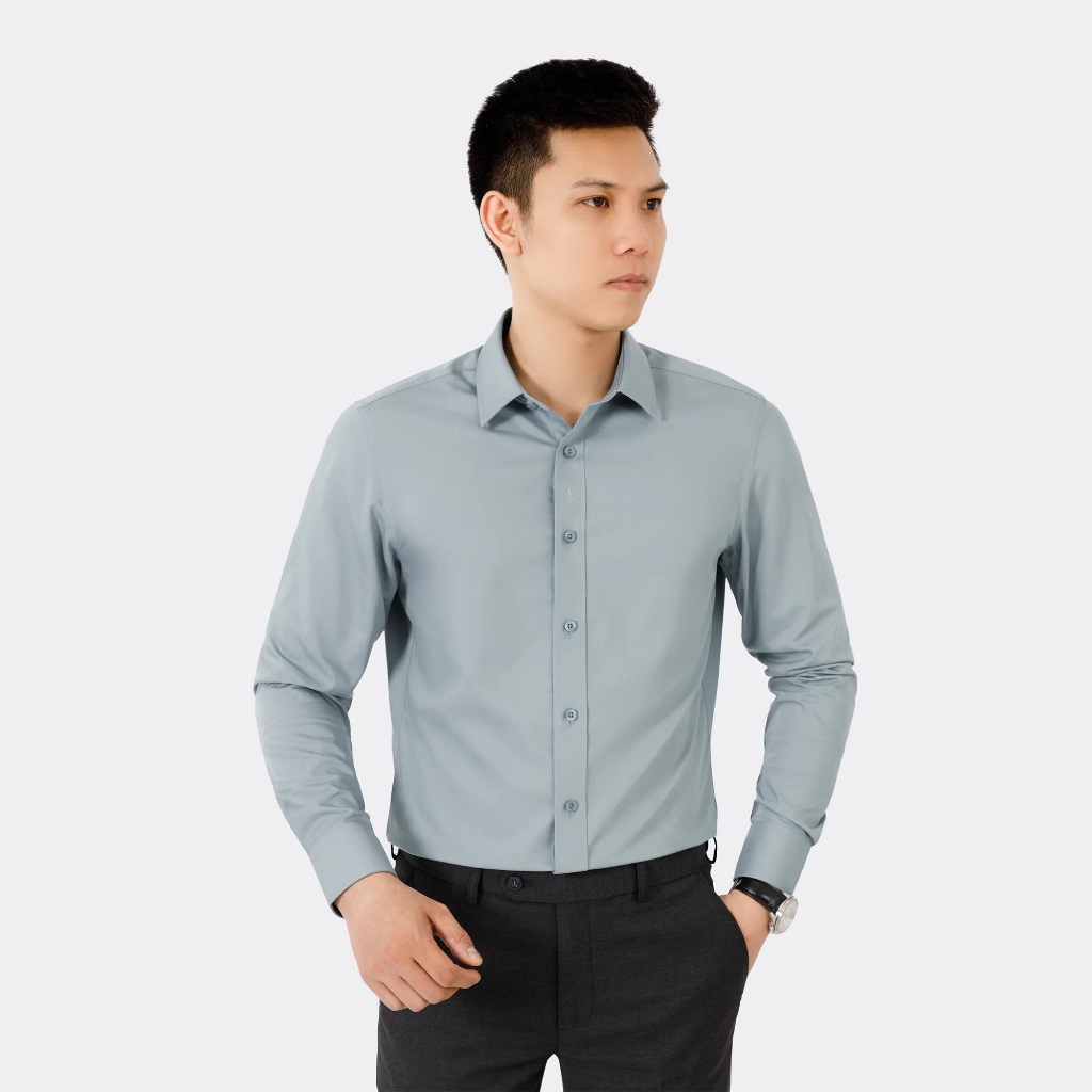 Áo Sơ Mi Dài Tay Nam Chống Nước 3001C Màu Light Cyan - Vulcano