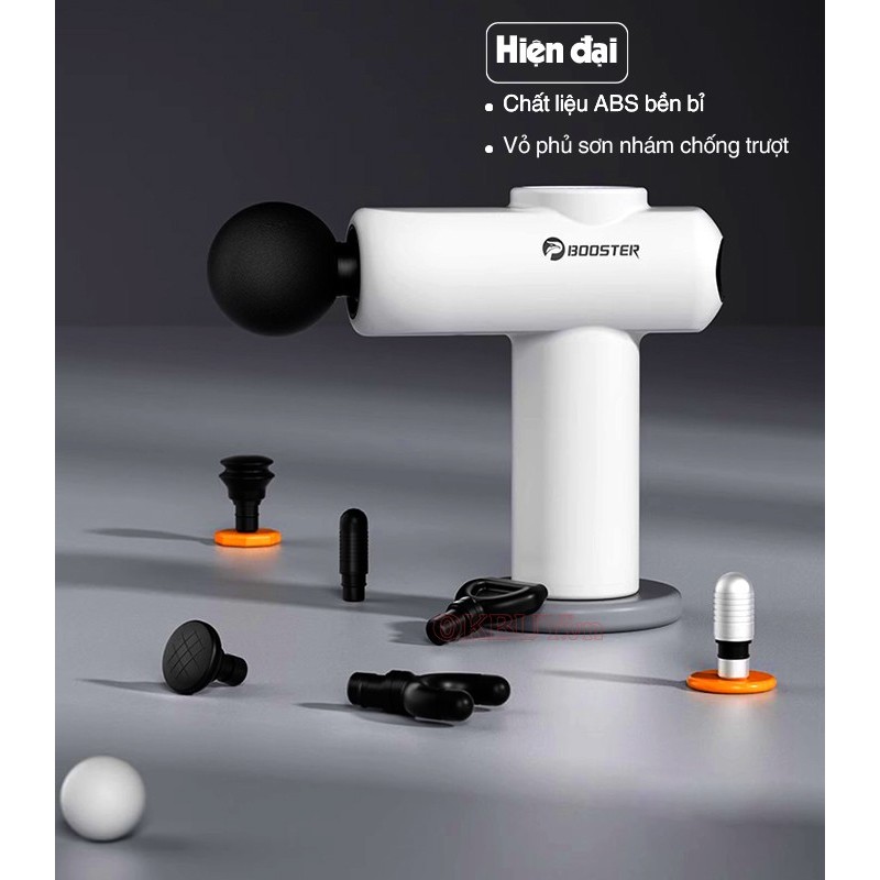Súng massage giãn cơ, máy matxa cầm tay Booster Boluojun MINI V2 New - Có đầu nóng, Tặng 3 miếng dán dược liệu | OKbuy