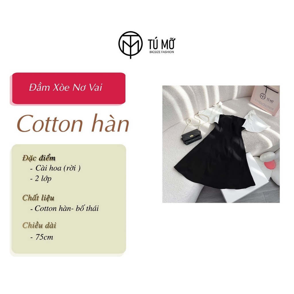 Đầm Bigsize Nữ Tú Mỡ Đầm Bigsize Thiết Kế Trẻ Trung Đầm Xòe Nơ Vai Đi Làm Dạo Phố Đủ Size 50-80kg DA0191