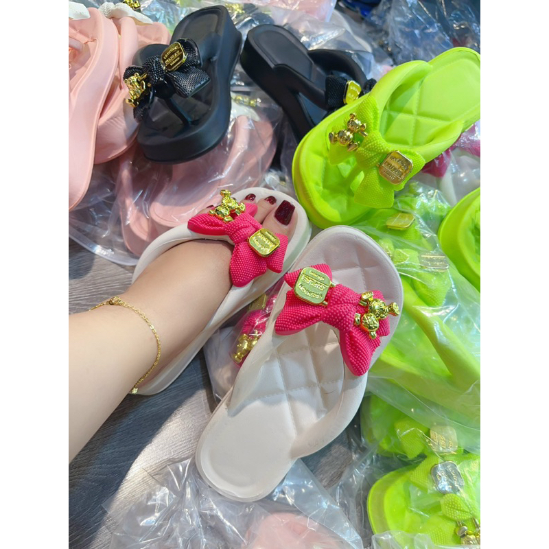 Dép kẹp gấu nơ quai óng Đẹp quá mức quy định 🥰🥰🥰 siu reee #sz36-40 fom vừa chân đầy tăng sz.