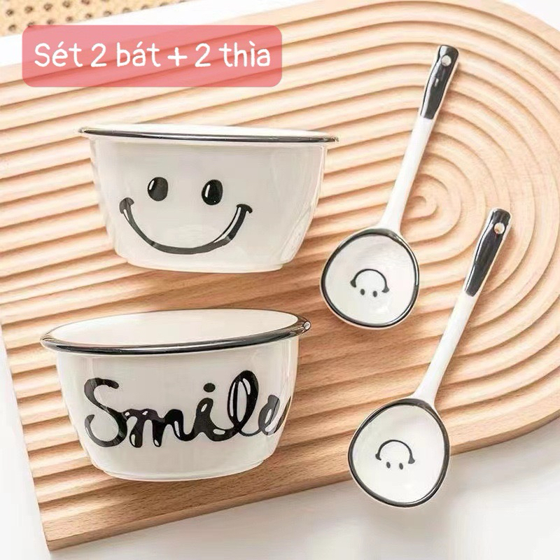 Set 2 Bát Tặng Kèm 2 Thìa Smile
