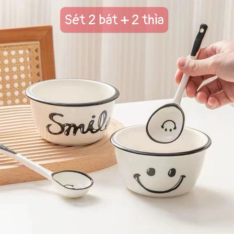 Set 2 Bát Tặng Kèm 2 Thìa Smile