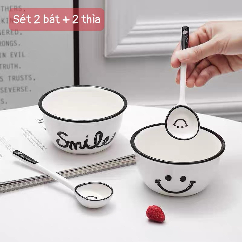 Set 2 Bát Tặng Kèm 2 Thìa Smile