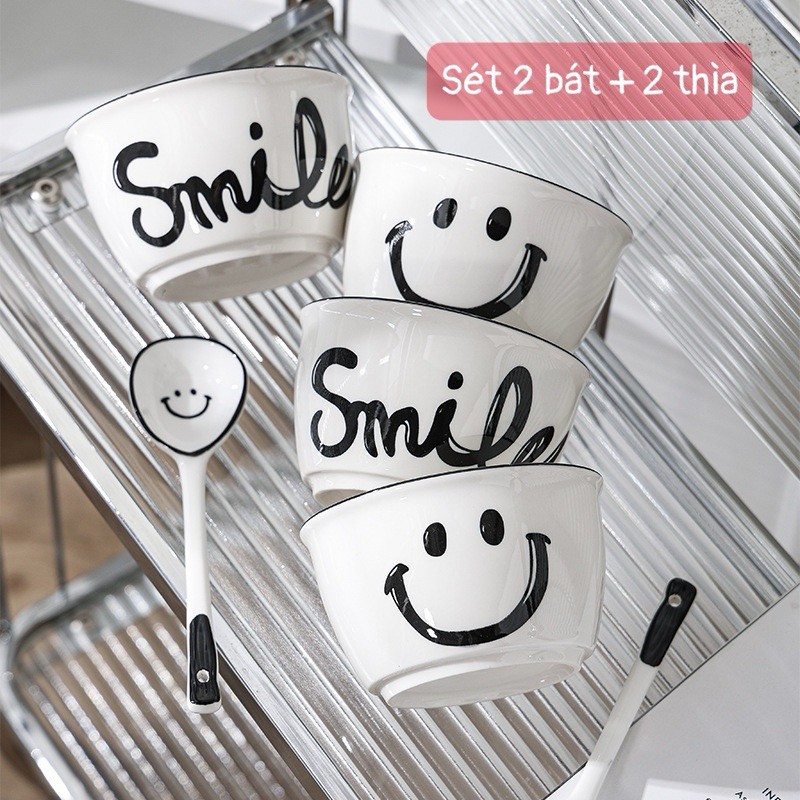 Set 2 Bát Tặng Kèm 2 Thìa Smile