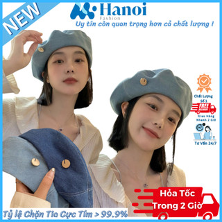 Mũ beret mũ nồi chất liệu jean phong cách cá tính thời trang mùa hè thu dễ phối đồ-hn03