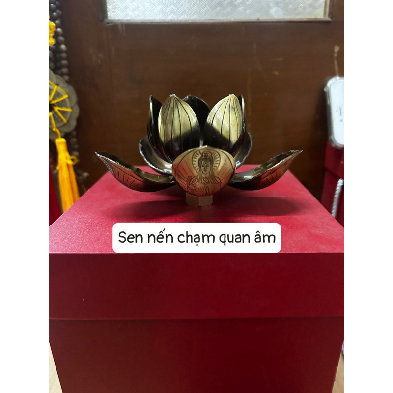 Hoa sen để nến bằng đồng cao cấp, kích thước 7cm x 12cm