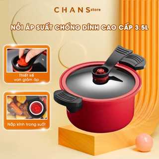Nồi Áp Suất Chống Dính 3,5L, Nồi Hầm Nấu Nhanh Đa Năng 22Cm Kiểu Dáng Hàn Quốc, Dùng Trên Mọi Loại Bếp, Dễ Sử Dụng