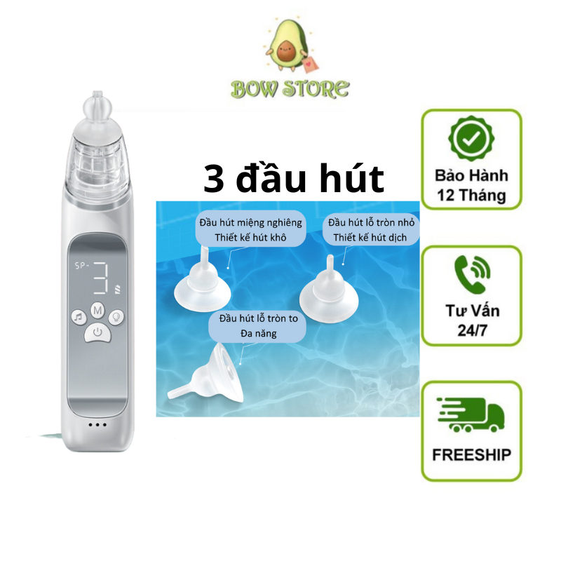 Máy Hút Mũi Cho Bé Sơ Sinh Cao Cấp Đầu Hút Silicon Mềm Mại Dụng Cụ Hút Mũi Cho Trẻ Sơ Sinh Cầm Tay An Toàn Cho Bé