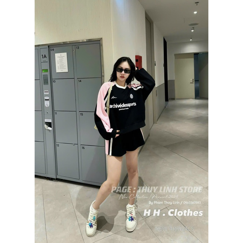 Set áo tay dài phối màu kèm quần short