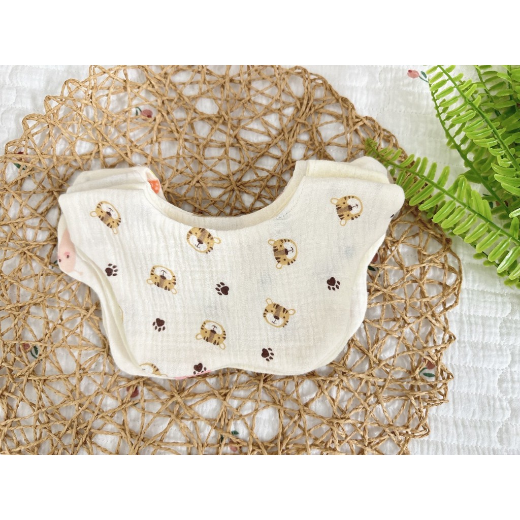 Yếm tròn xô muslin hình hoa cho bé nhiều mẫu xinh yêu