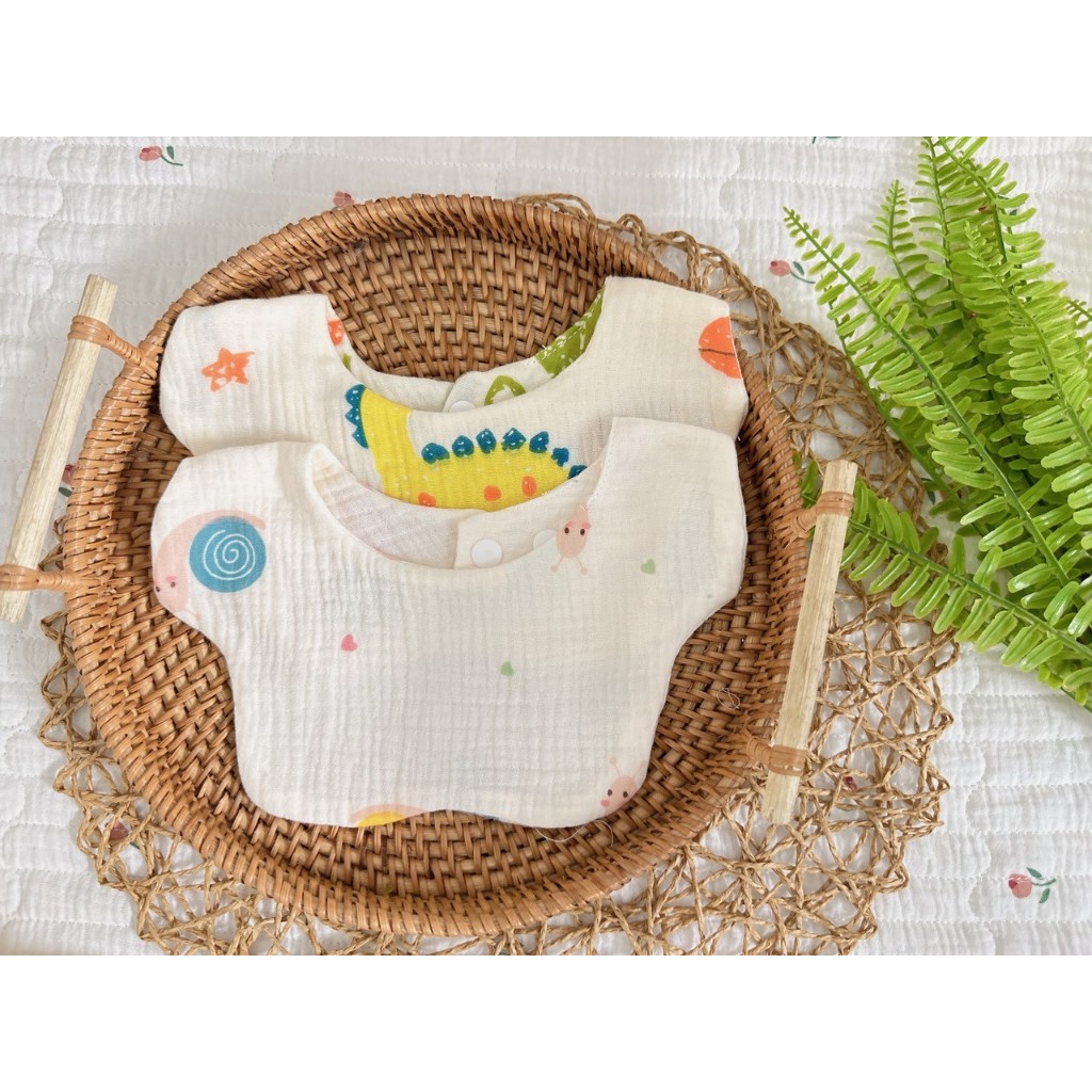 Yếm tròn xô muslin hình hoa cho bé nhiều mẫu xinh yêu
