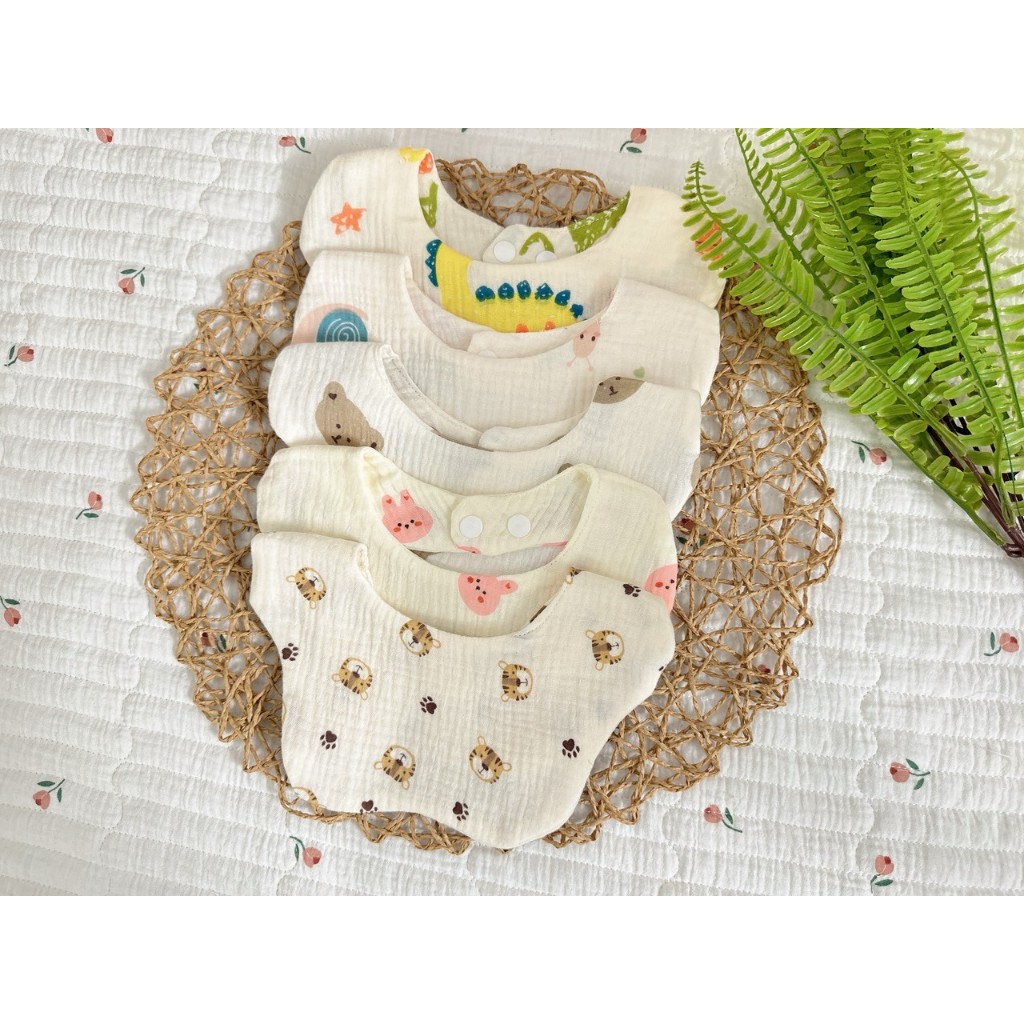 Yếm tròn xô muslin hình hoa cho bé nhiều mẫu xinh yêu
